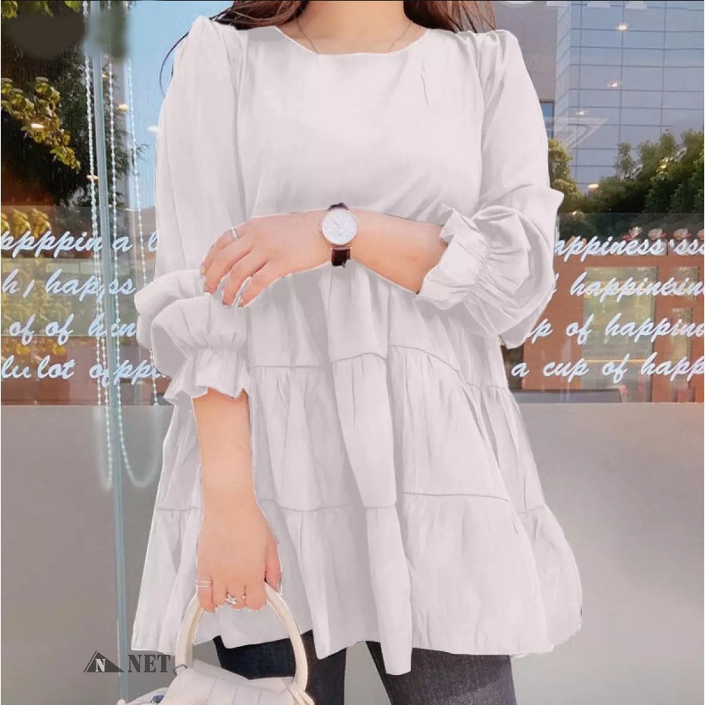 Cindy Tunik New//Atasan wanita baju tunik polos lengan panjang casual