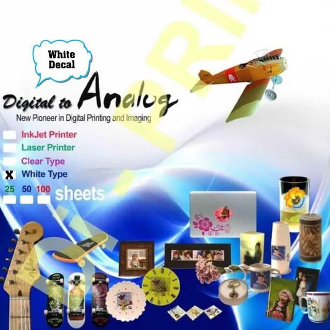 

kertas waterslide decal paper white putih A4