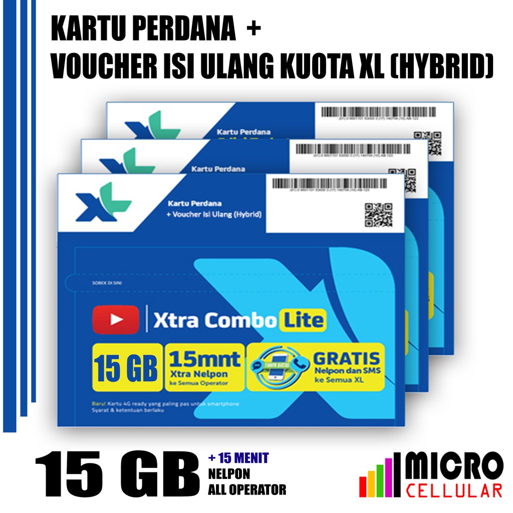 Kartu Perdana & Voucher Kuota XL 21 GB Reguler 24 Jam (Hybrid) + 15