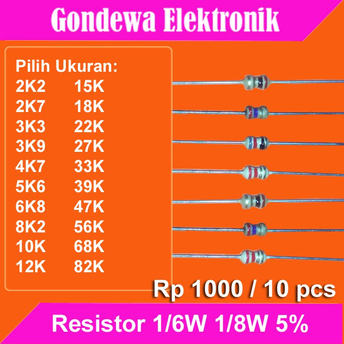 10 pcs resistor 1/6W 1/8W 2K2 s/d 82K