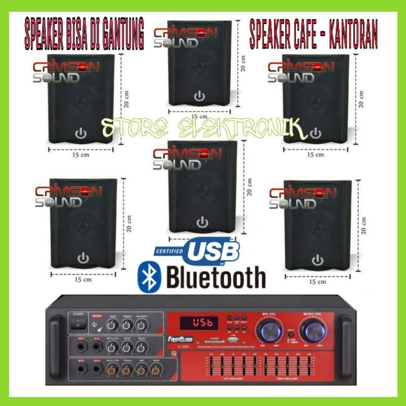 Paket Sound Cafe dan Restoran Amplifier Usb Bluetooth