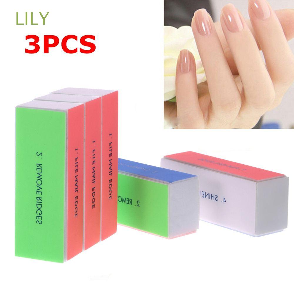 Lily 3Pcs / Set Kikir Kuku 4 Sisi Portable Untuk Manicure / Pedicure