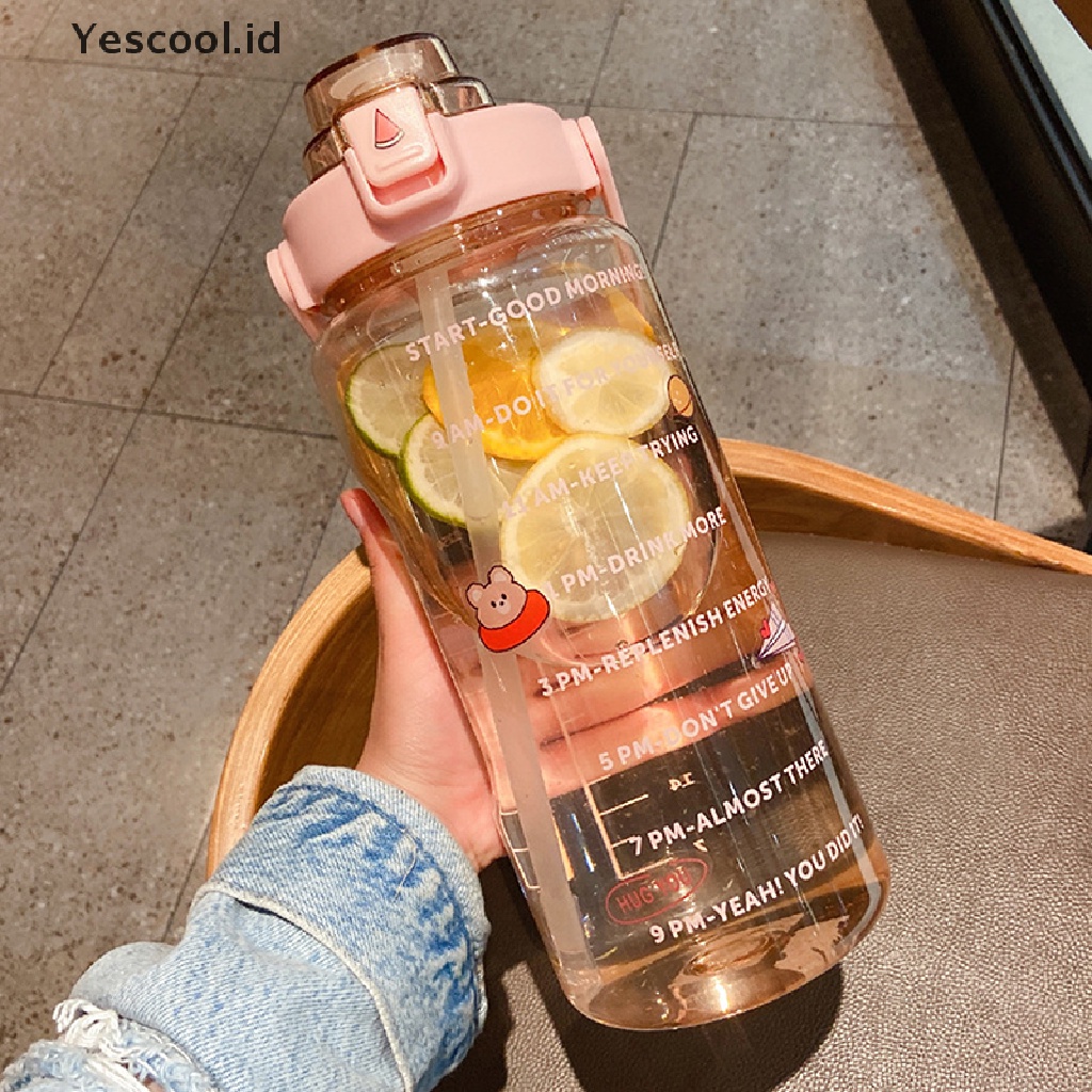 (Yescool) Botol Minum 2L Portable Dengan Sedotan Untuk Olahraga / Fitness / Sepeda