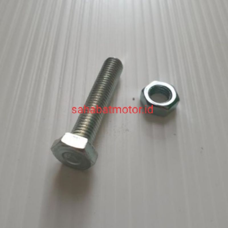 Baut 11 (7 mm) Panjang 3.5 cm Putih Set Mur