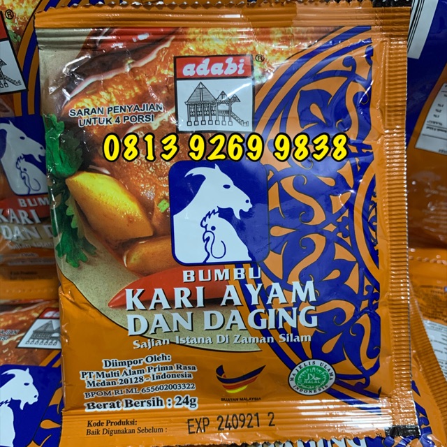 Adabi bumbu kari ayam dan daging malaysia 24 gr gram adabi 