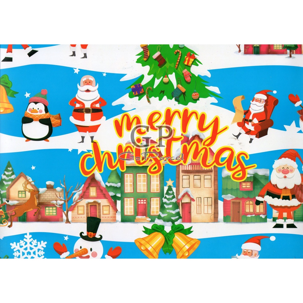 ( 5 Lembar ) KERTAS KADO NATAL SR - GIFT WRAPPING PAPER CHRISTMAS XMAS SANTA POHON NATAL SNOWMAN POHON XMAS MERAH HIJAU BIRU RED GREEN