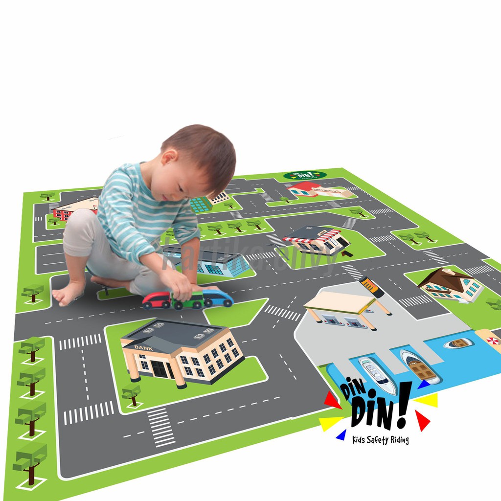 Dindin City Map PlayMat Alas Mainan Mobil Kereta Anak Anti Air