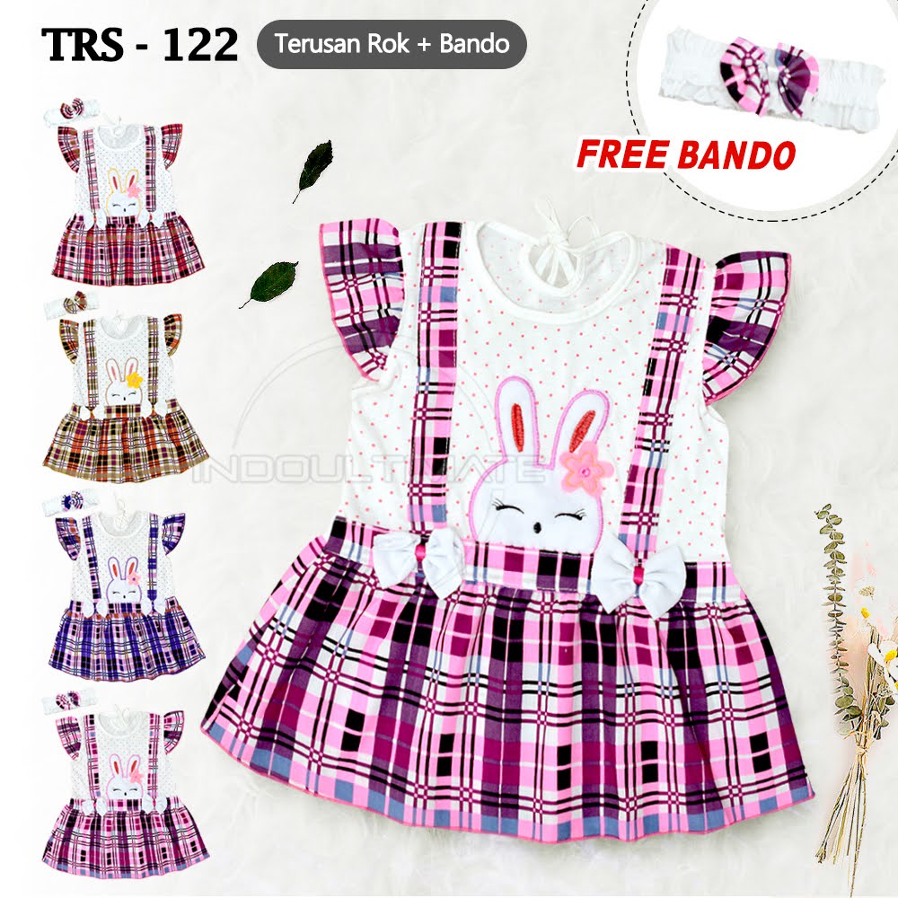 Dress Bayi Perempuan + FREE Bando PLANET KIDZ Dress Rok Bayi Baju Rok Terusan Bayi Pakaian Bayi Perempuan Dress Bayi Pesta Motif Lucu TRS-122