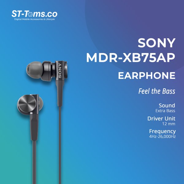 Dijual Sony In-Ear Extra Bass Headphone MDR-XB75AP - XB 75AP - Black Murah