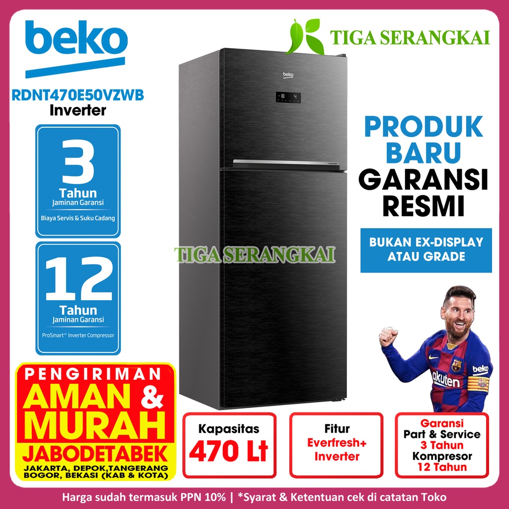 Jual Beko Kulkas 2 Pintu Inverter 470 Liter RDNT470E50VZWB Indonesia ...