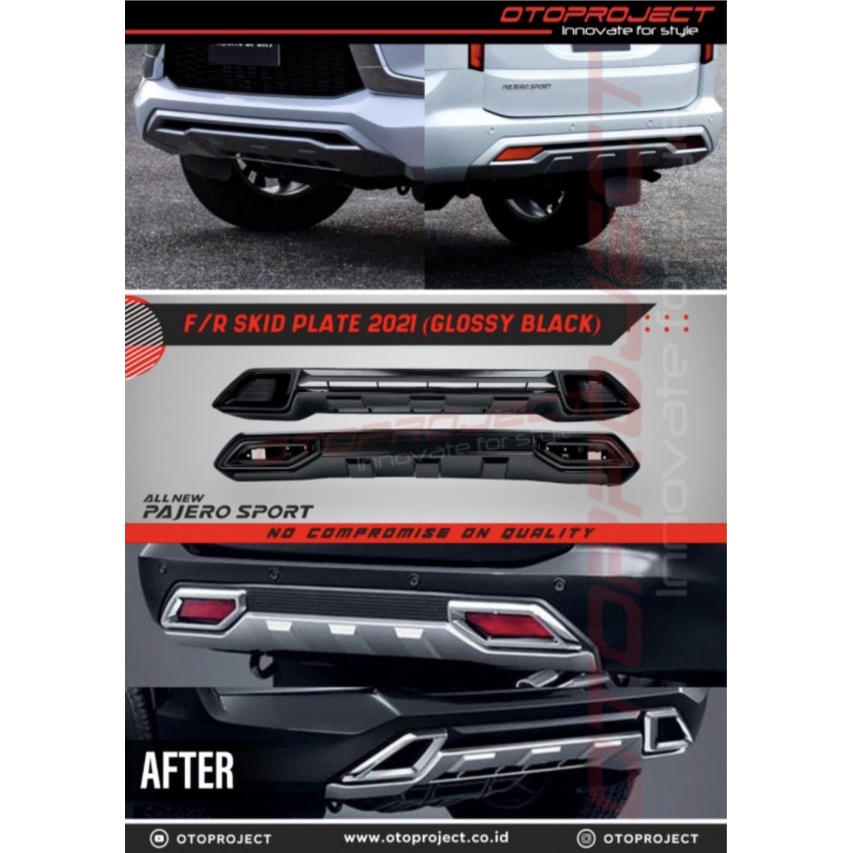 FRONT REAR SKID PLATE REFLEKTOR PAJERO 2021 UP GLOSY BLACK