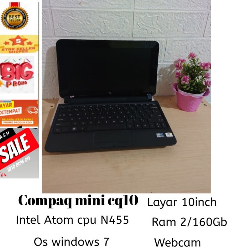 CUCI GUDANG KOMPUTER  NOTEBOOK HP COMPAQ MINI/RAM 2/160Gb SLIM RINGAN DAN AWET COCOK  BUAT KERJA DAN SEKOLAH  SECOND BERKUALITAS