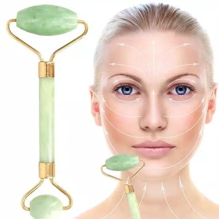Jade Roller Batu Giok Alat Pijat 2 Sisi Anti Aging Facial