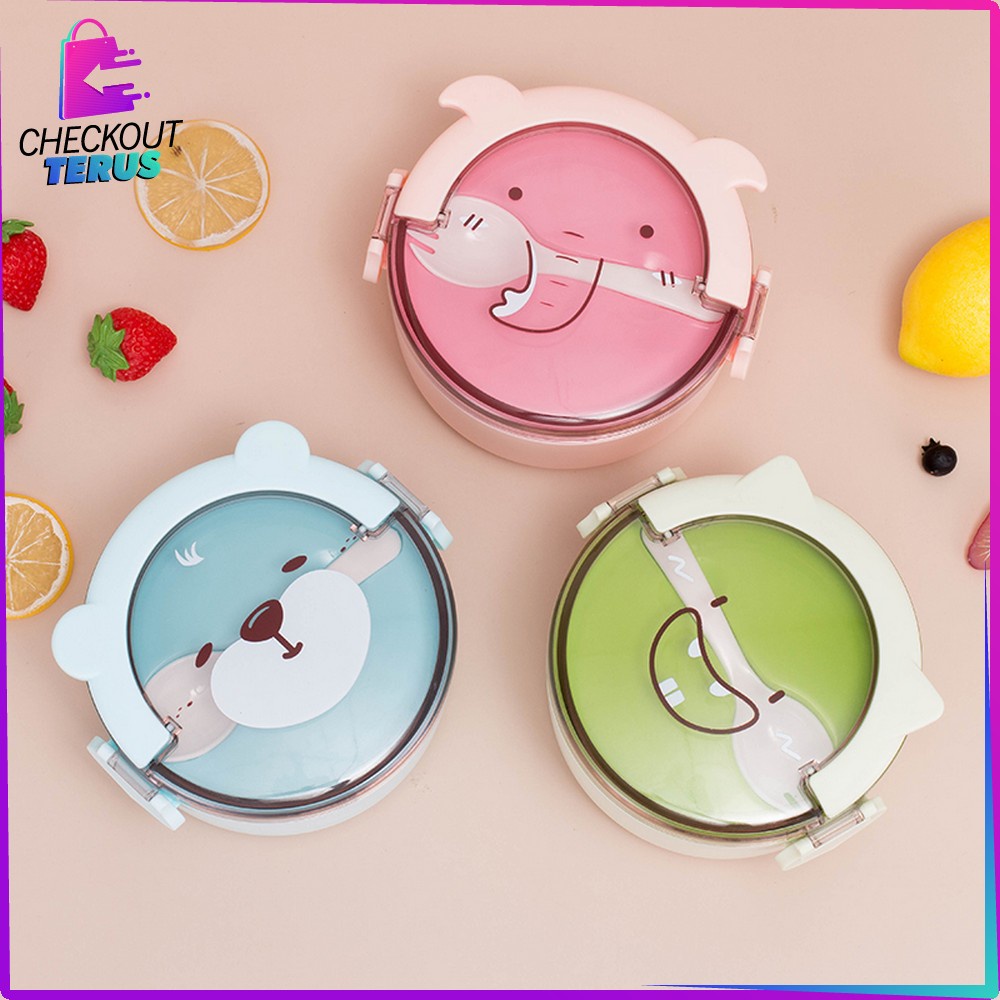 CT C447 Tempat Makan Anak 3 Tingkat Karakter Motif Lucu Kotak Bekal Anak Rantang Susun Anak Lunch Box Set BPA FREE