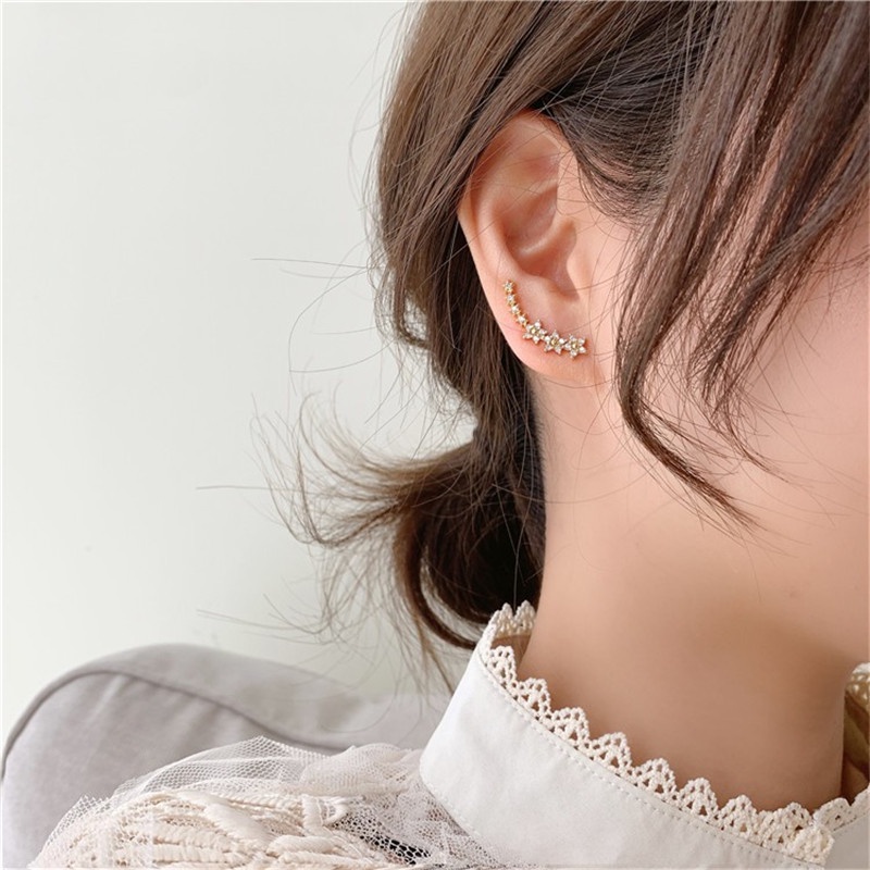 [ACKER] Dongdaemun Desain Anting Aliran Bintang S925 Jarum Perak Ear Studs Gaya Keren Elegan