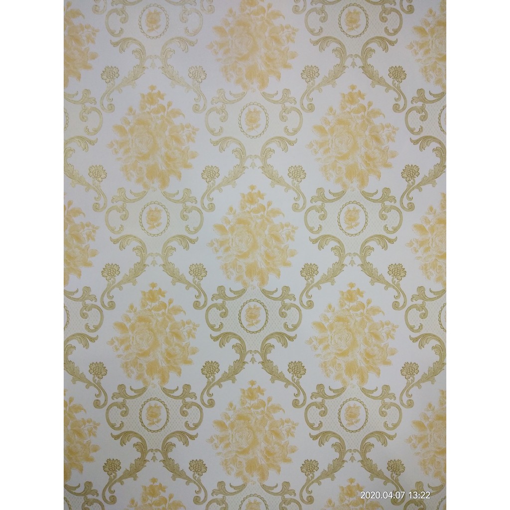 Wallpaper Dinding Motif Batik Gold Krem Ukuran Panjang 10Meter x Lebar 45CM