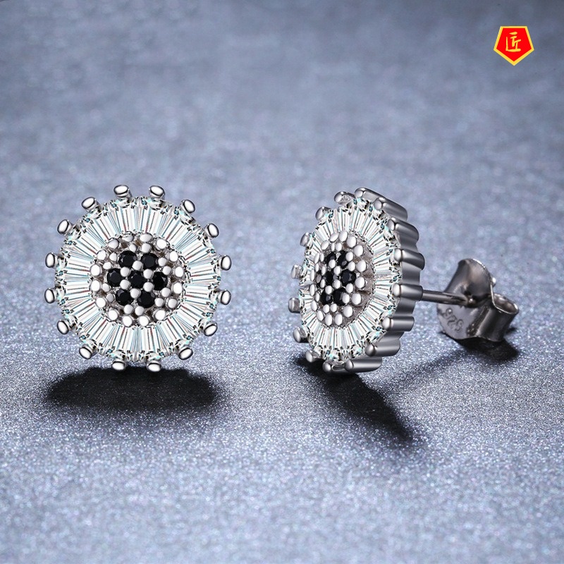 [Ready Stock]Luxury Creative Ladder Diamond Stud Earrings