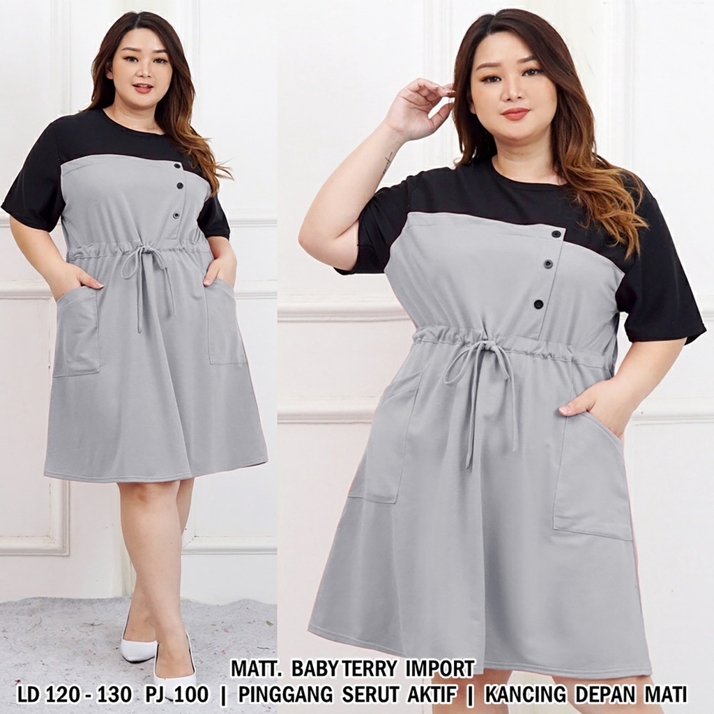 WSE390 - Dress Anisa JUMBO 3XL BIG SIZE UK Fit L To XXXL LD 120 - 130 CM PJ 100 CM PREMIUM QUALITY