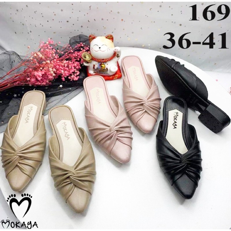 Sepatu Slop Jelly Wanita kerut silang Keren Cantik Import Mokaya / size 36-41 (code: F718/ 168-72)