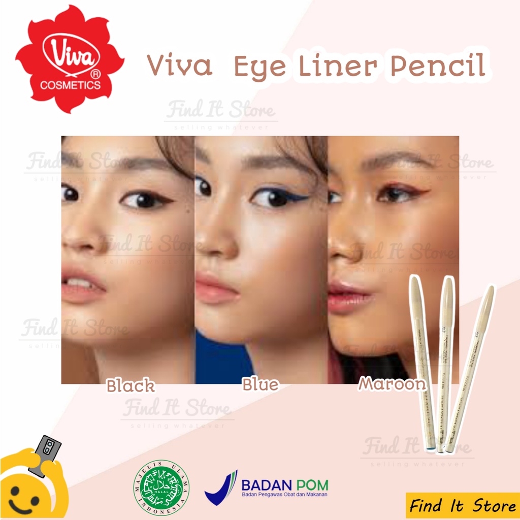 Viva Queen Eyeliner Pencil | Pensil Mata | BPOM | Maroon | Blue | Black