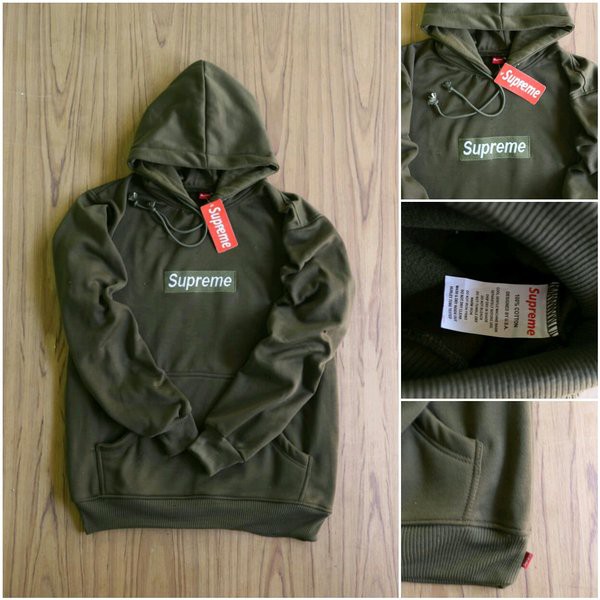 JAKET SWEATER HOODIE SUPREME GREEN OLIVE