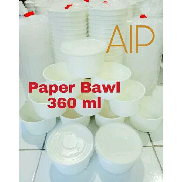 Paper Bowl 360 Ml plus tutup 500 pcs