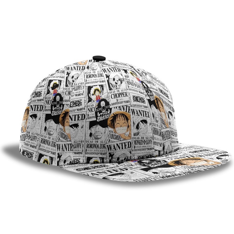 Snapback Luffy Wanted White Anime Manga One Piece Premium Unisex