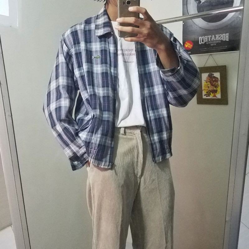 Jaket lacoste harrington tartan vintage polo ysl