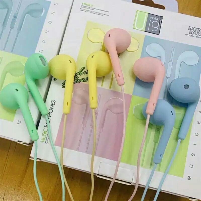 HANDSFREE MACARON U-19 EXTRA BASS/HEADSET STEREO/EAR PHONE MULTI COLOUR/HF U19