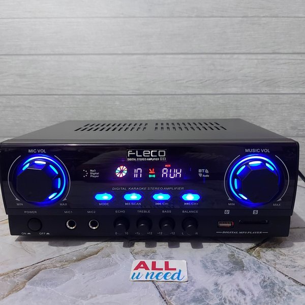 Power Amplifier Fleco D-33 Stereo Karaoke + Mp3 player + FM Radio / Amplifier Karaoke Bluetooth / Amplifier Wireless