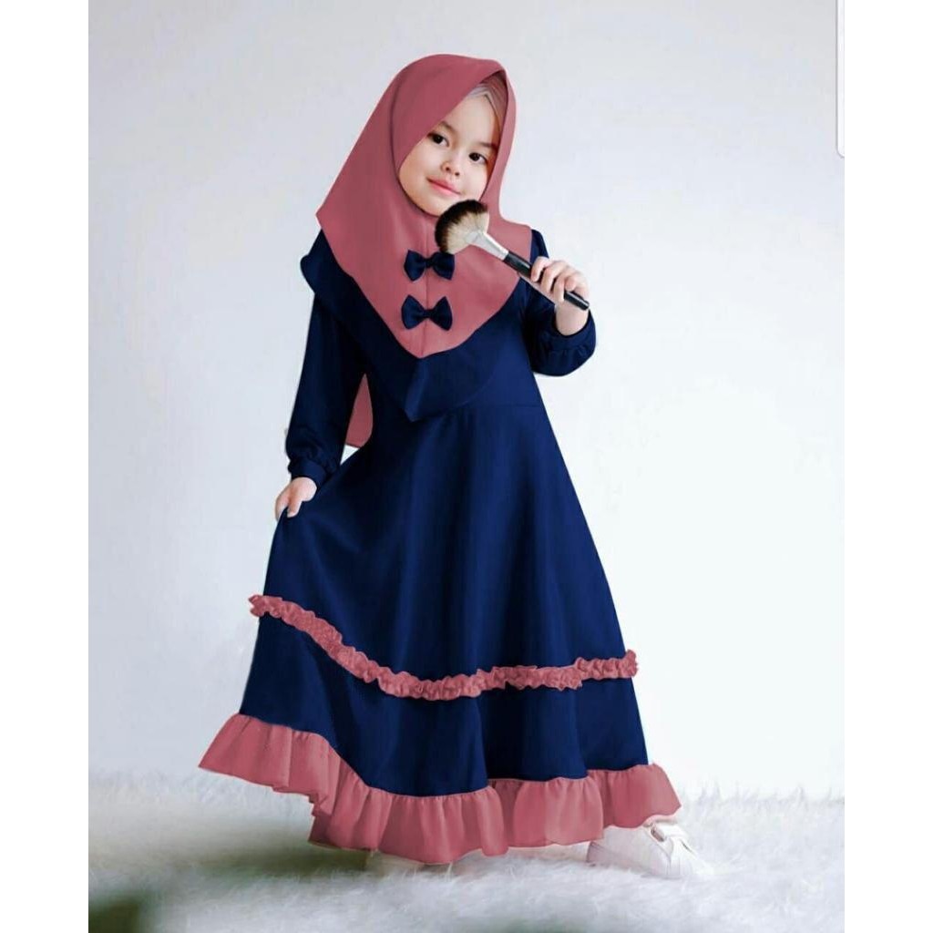 A10 Gamis narnia, Bahan balotely panjang 82 ld 82 bergo ada busa di dalamnya Muat 5-8thn