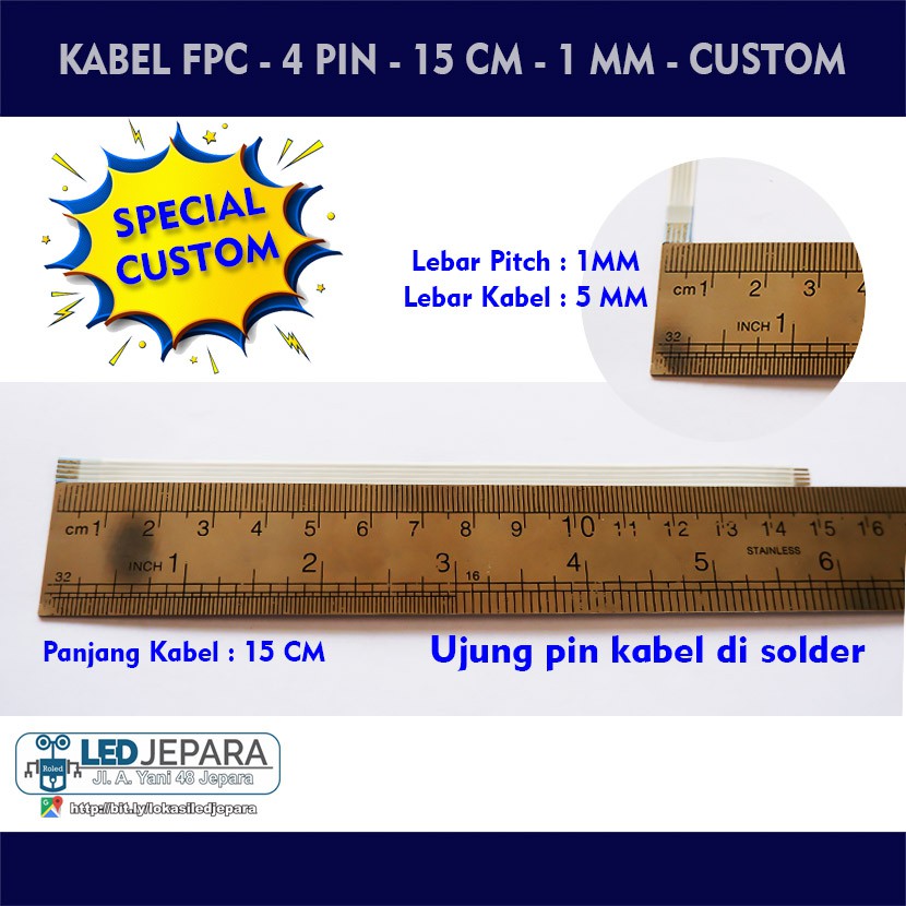 Kabel Flexible 4 Pin 15 CM Lebar 5MM Custom Solder