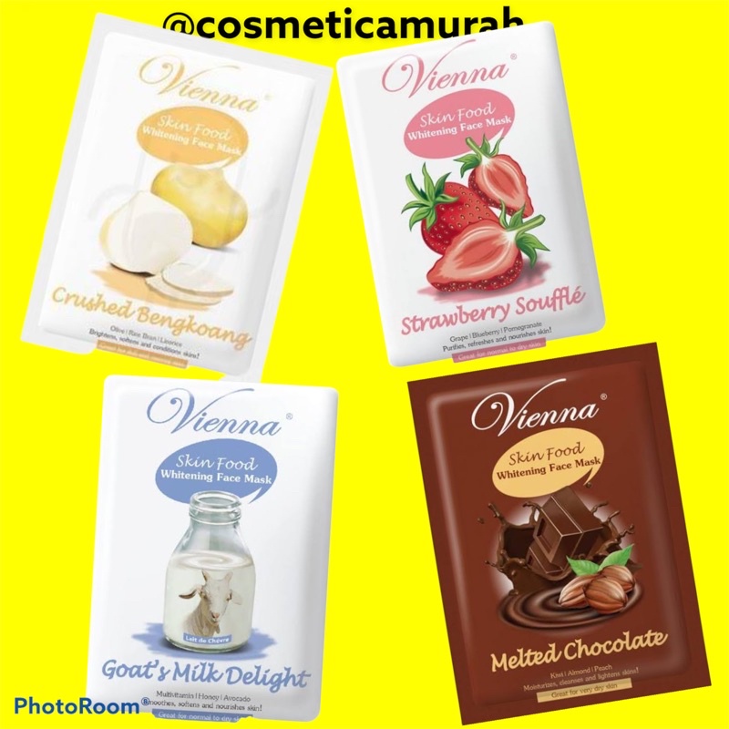 vienna skin food face clay mask goat milk delight - chocolatedmelted - crushed bengkoang - stawberry