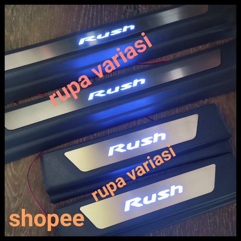 sill plate silplate samping pintu mobil toyota all new rush 2018 2019 2020 2021 2022 lampu led biru