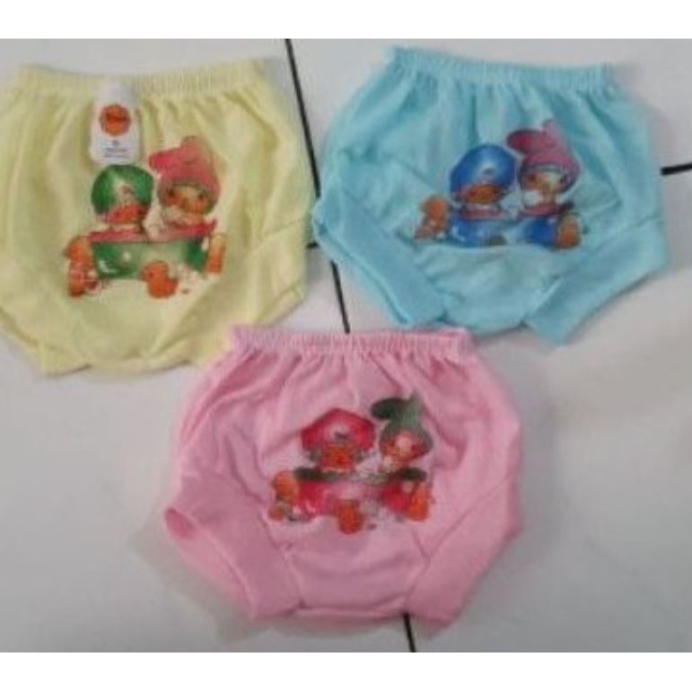 1 LUSIN REB Sablon celana segitiga pendek bayi pink biru kuning reb M aplikasi