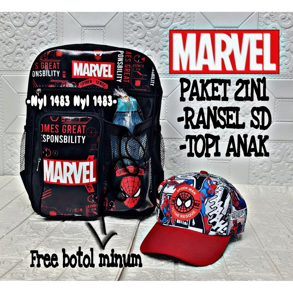 KSO_BAG - Tas Ransel Anak LakiLaki  2IN1 Terbaru 2021 Kekinian Backpack Carakter SUPER HERO Termurah