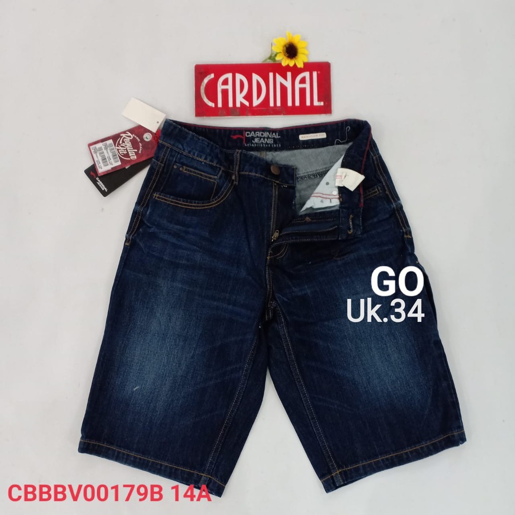 BB 34 CARDINAL CBBBV Celana Pendek Cowok Dewasa Jeans Bermuda Casual Sobek Slimfit Reguler Fit