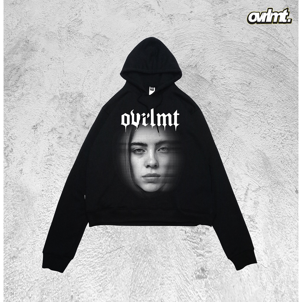 OVERLIMIT CROP HOODIE OVERSIZE UNFINISHED | BILLIE EILLISH | BLACK | OVERLIMIT