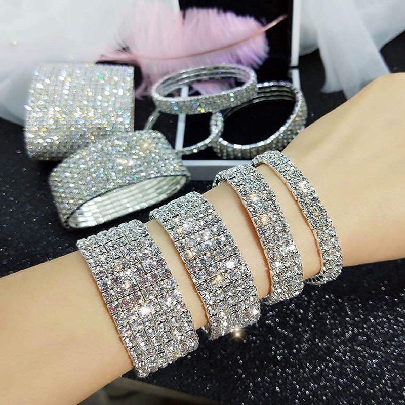 Gelang Kristal Zircon Berlian Imitasi Multilayer Untuk Wanita