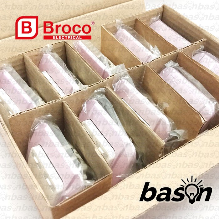 BROCO Galleo Pink / Merah Muda G162 | Saklar 2 Gang 1 Way Switch