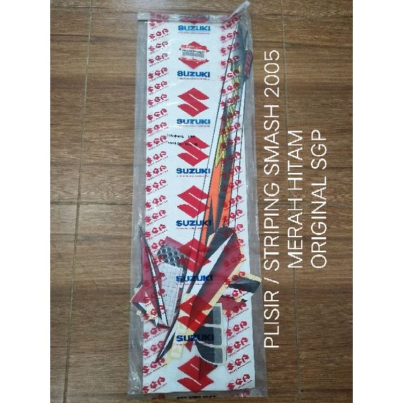 STIKER SET SMASH 2005 MERAH HITAM STRIPING SET PLISIR ORIGINAL SUZUKI ASLI SGP