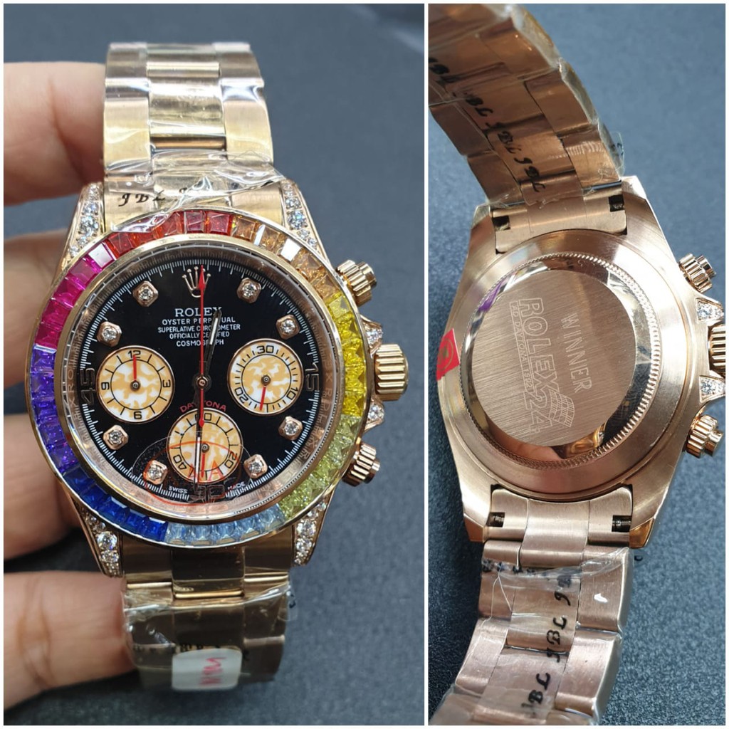 JAM TANGAN PRIA ROLEX RING DIAMOND RANTAI ROSEGOLD