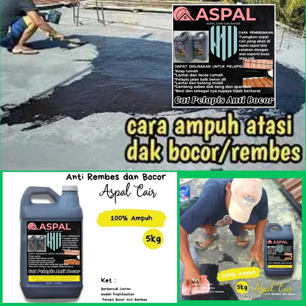 Aspal Cair 5 Kg Anti Bocor Menambal Talang genteng Bocor Cat Pelapis
