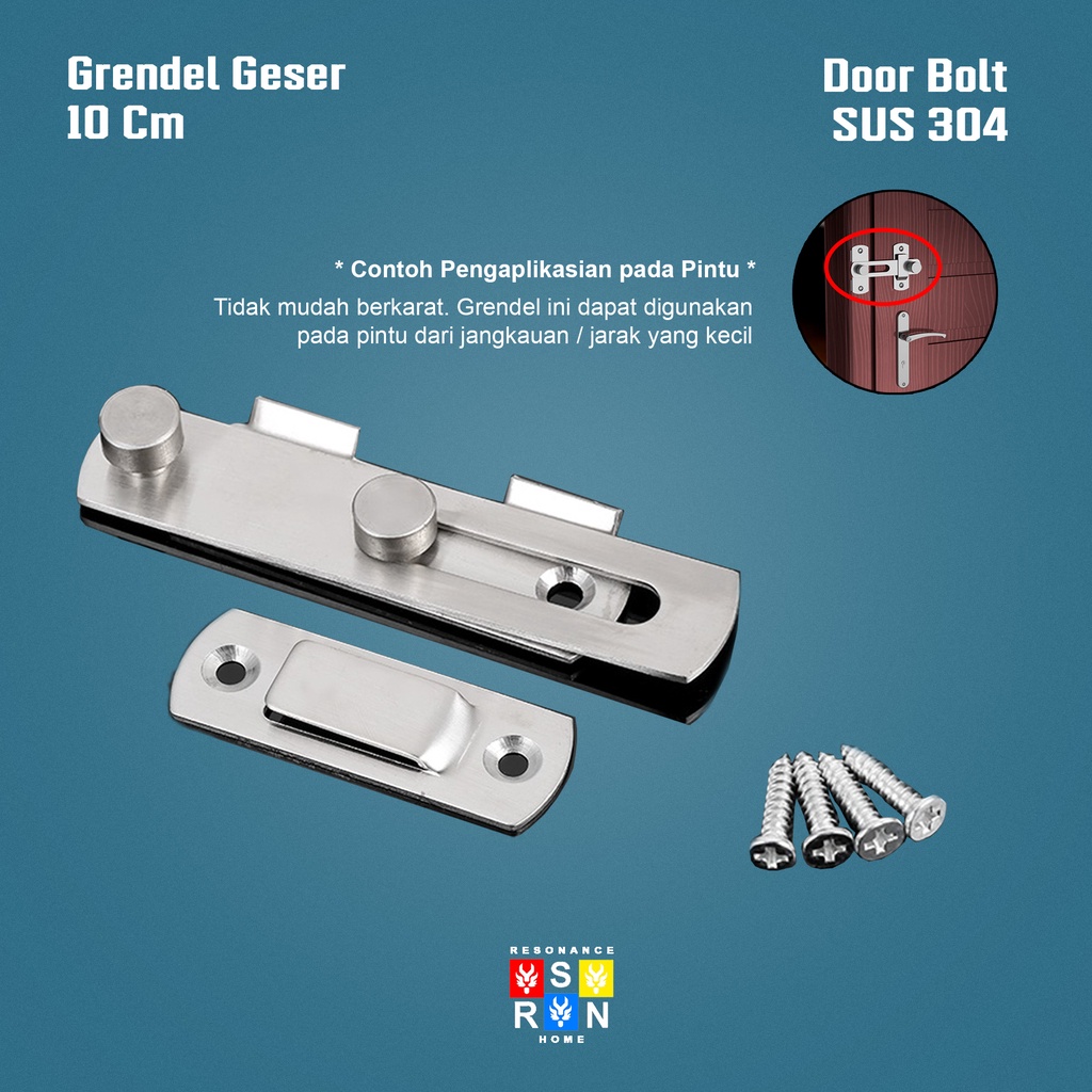 Grendel Kait Sus 304 / Slot Pintu Geser Sliding 10cm Resonance Home