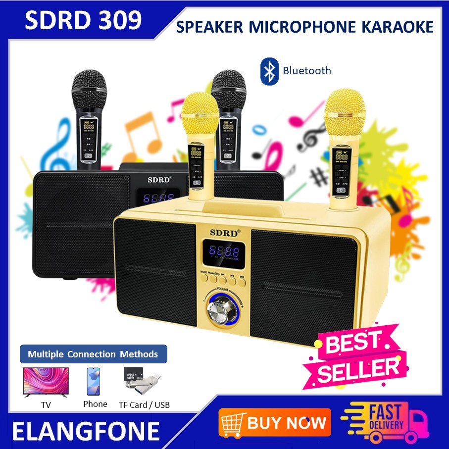 SDRD SD 309 SPEAKER KARAOKE BLUETOOTH SDRD SD 309 DENGAN 2 MIC WIRELESS