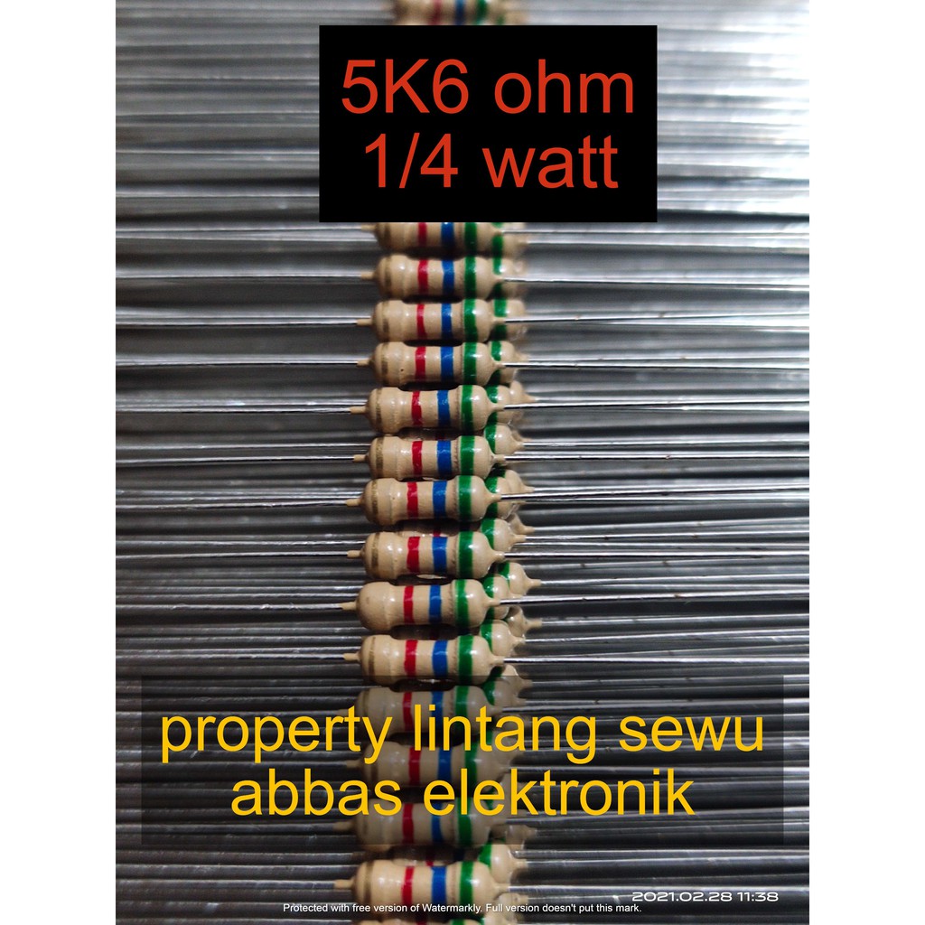 10PCS resistor 5k6 ohm 5600 ohm 0.25 watt 1/4 watt