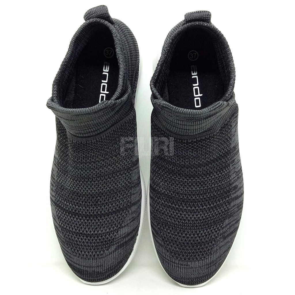 FIURI - Ando Original - Colby 37-40 Hitam Putih - Sepatu Kets Wanita - Sepatu Olahraga Lari Wanita - Sepatu Sekolah - Sepatu Kaos Kaki Ando - Sepatu Sneakers Kuliah Senam Gym Jogging Sport Wanita - Sepatu Casual - Sepatu Knit Rajut Slip On -Fashion Wanita