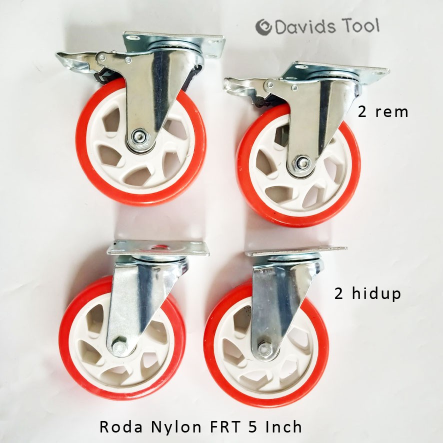 Roda Troli Lemari Meja Ban Gerobak Nylon Merah 4 5 Inch Set FRT