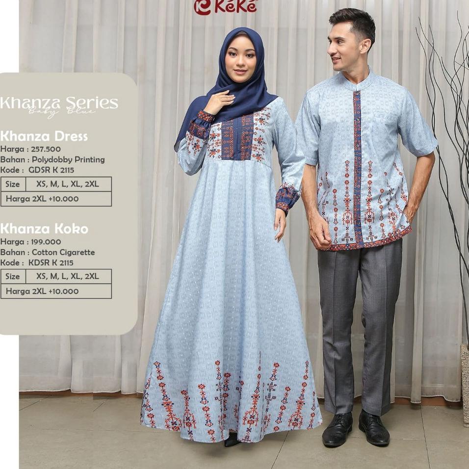 Terbaru.. BAJU COUPLE KELUARGA KEKE KHANZA SERIES TERBARU 2022 BABY BLUE PAKAIAN