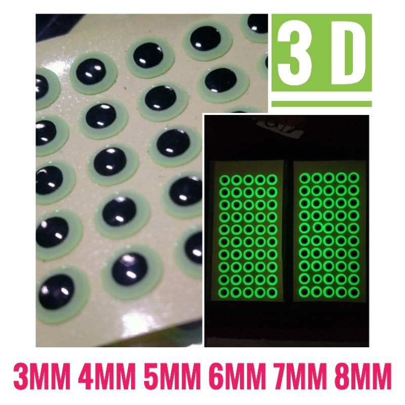 Mata Bulat 3D Glow in The Dark Untuk Umpan Metal jig  GID Luminous